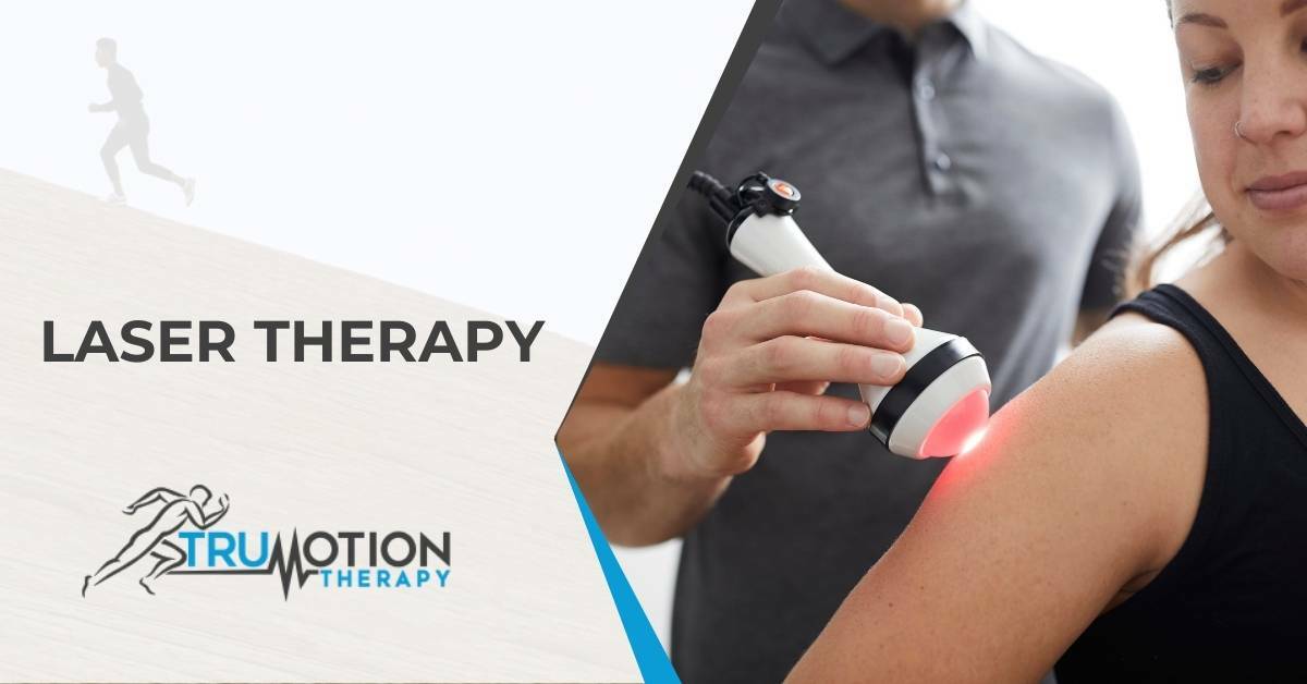 Laser Therapy Being Used on a Patient's Shoulder | Laser Therapy in Charlotte, NC | TruMotion Therapy