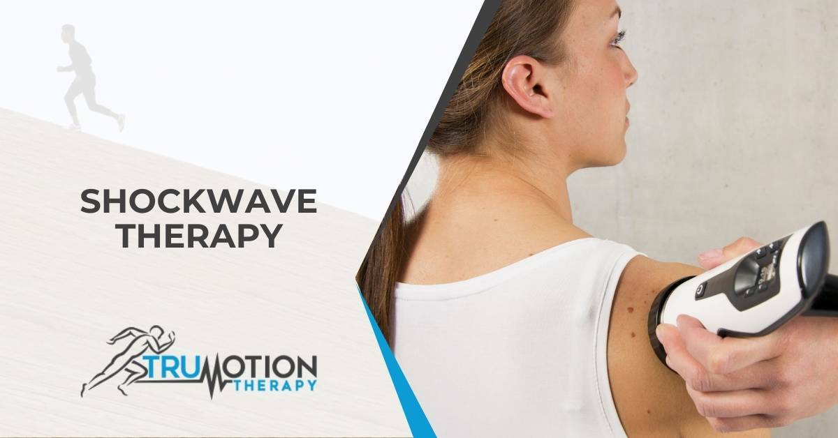 Person receiving Shockwave Therapy. TruMotion Therapy